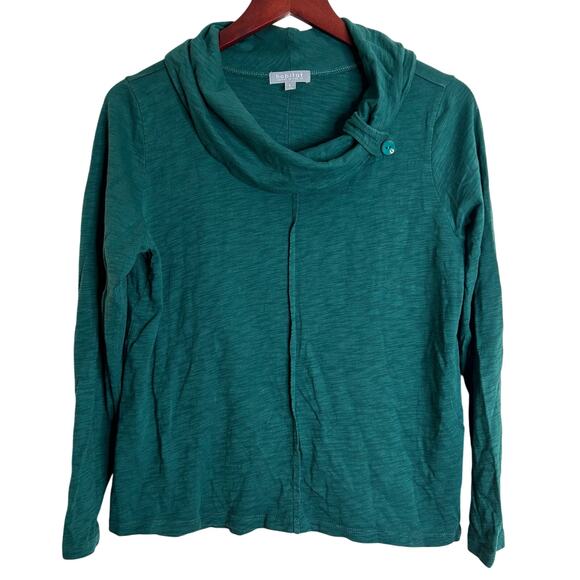 Habitat Tops - Habitat Long Sleeve Shirt Blouse Dark Green 100% Cotton Artsy Size S